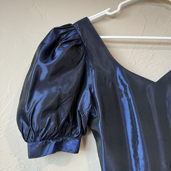 Vintage 1980s Laura Ashley Midnight Blue Princess Dress Evening Gown‎ Prom Event - Picture 3 of 10